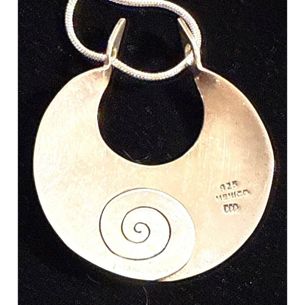 Vintage Dominique Dinouart 925 Sterling Silver Spiral Pendant Designer Necklace - Picture 12 of 13